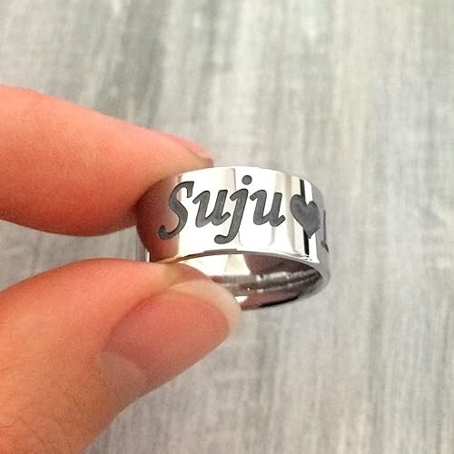 Solid 925 Sterling Silver Engraved Name Heart Ring Custom Band Gift Anniversary