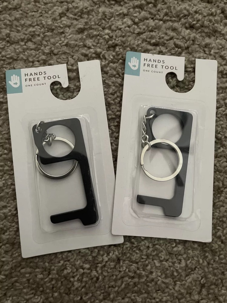 2 Pack HANDS FREE TOOL Safe No Touch Keys Chain, Stop Germs NEW