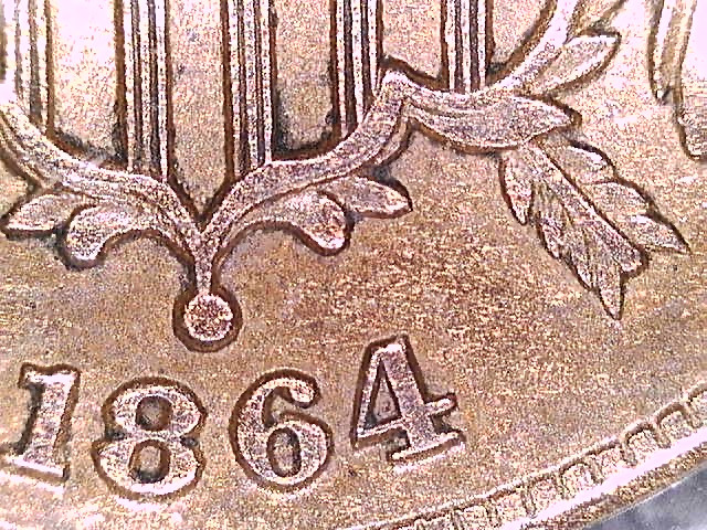 1864 High Grade NGC Certified Two Cent Coin Clashed With Cent Variety
