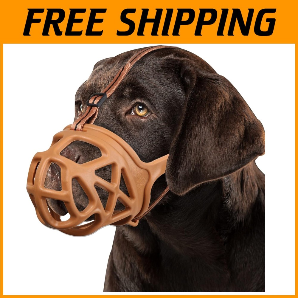 Secure XL Dog Muzzle for Reactive Dogs, Brown