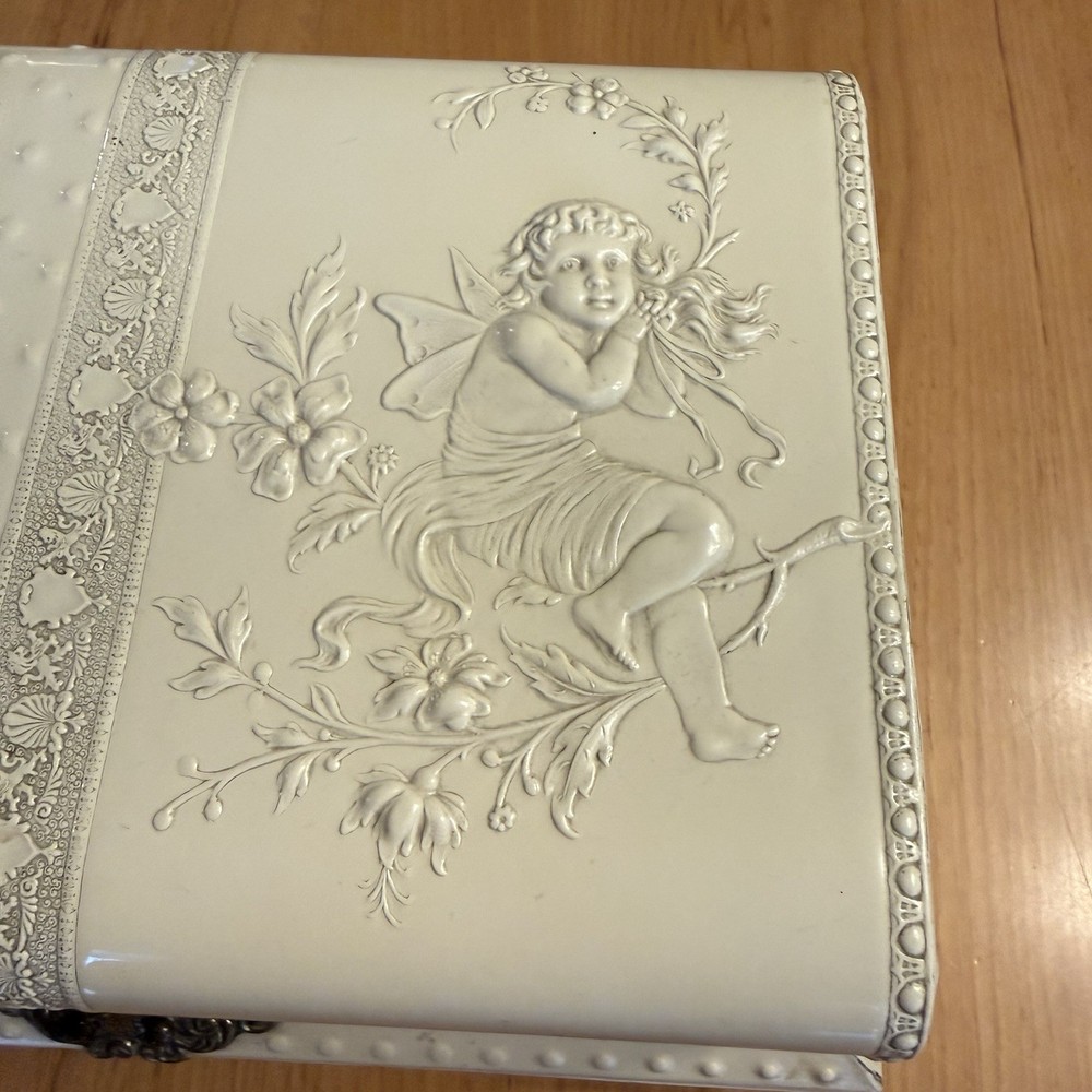 Fancy Vanity Victorian Celluloid Embossed Box with Comb Brush *READ*