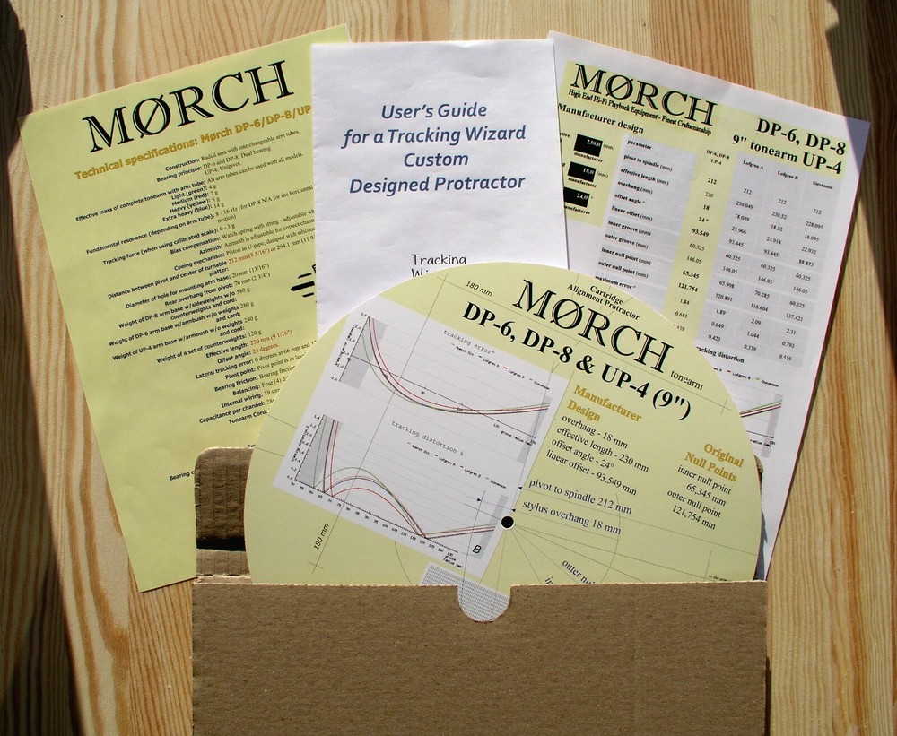 Morch Moerch UP-4 9" / DP-6 9" / DP-8 9" Custom Designed Tonearm Protractor