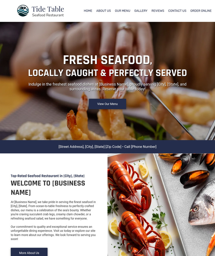 Seafood Restaurant Customized Business Website *SEE FULL DESCRIPTION*