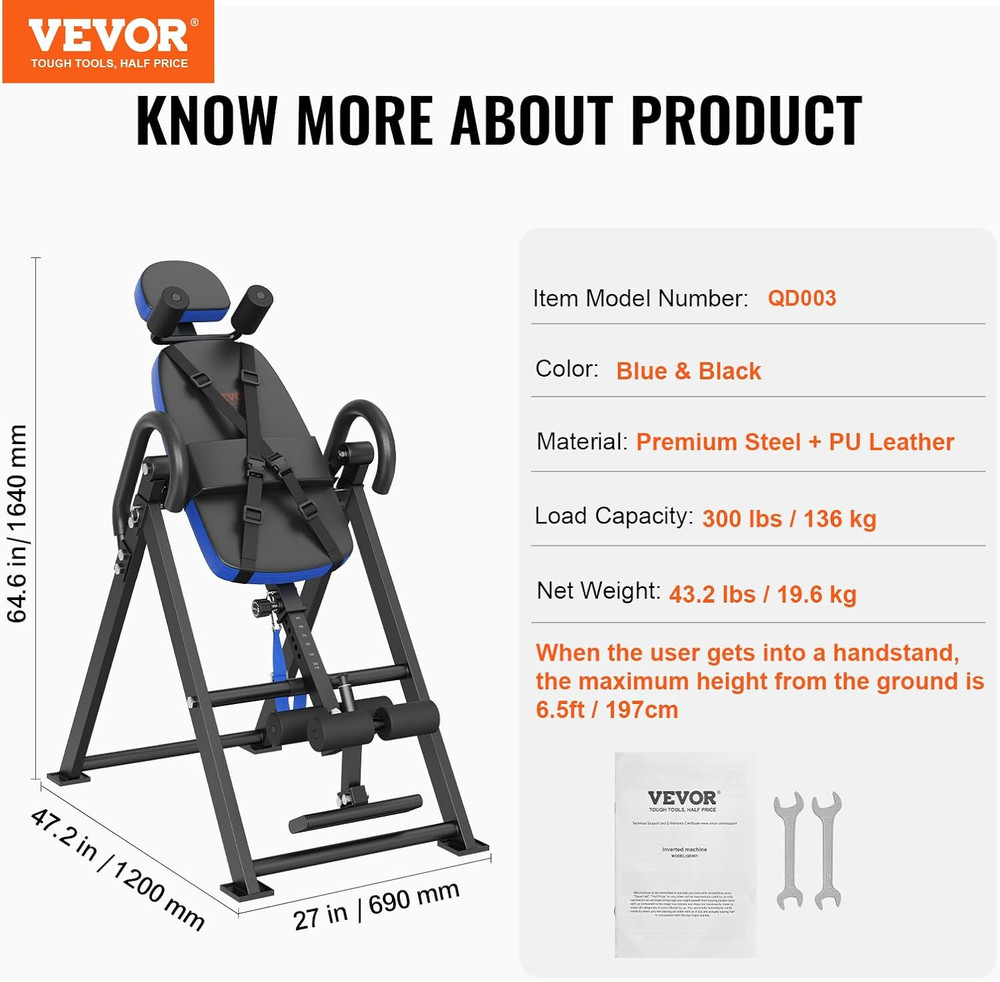 Inversion Table, 300Lbs Capacity Heavy Duty Inversion Table, Decompression Back