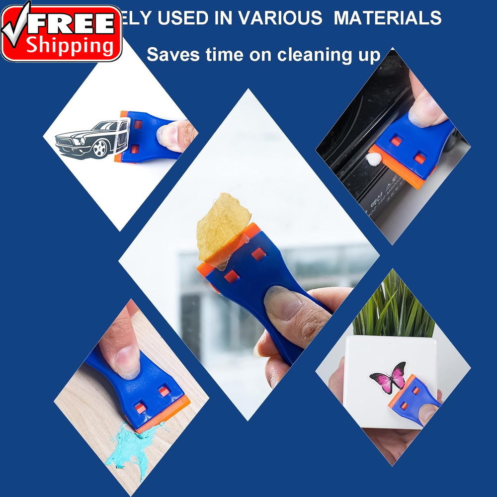 Plastic Razor Blade Scraper Tool, 6 Pcs Razor Scraper with 60 Pcs Plastic Blades