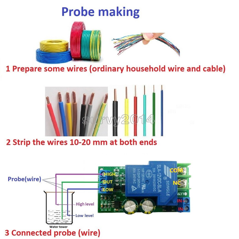30A 12V Water Level Automatic Controller Liquid Sensor Switch Solenoid MotorPump