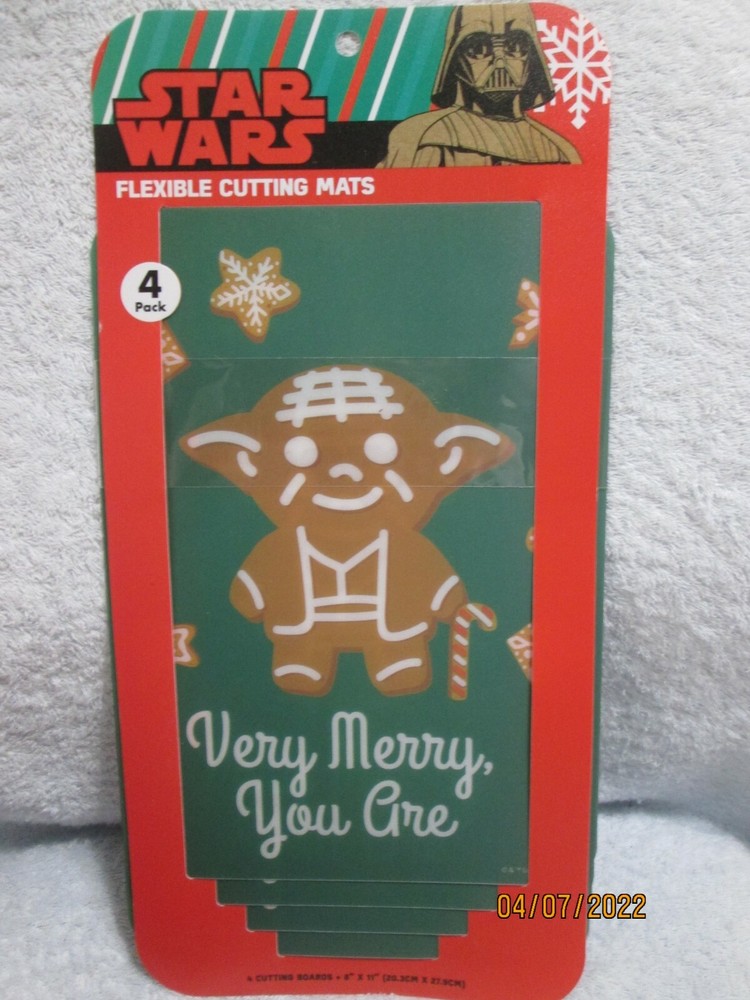 Star Wars Baby Yoda Cutting Boards Christmas 8" X 11" Set Of 4 New