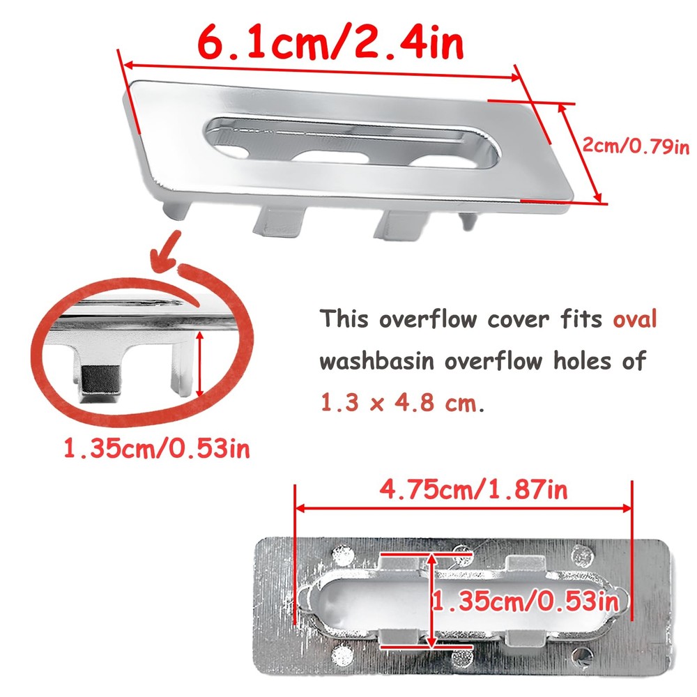 4 Pack Bathroom Sink Overflow Cover Kitchen Basin Trim Hole Insert Cap Plastic