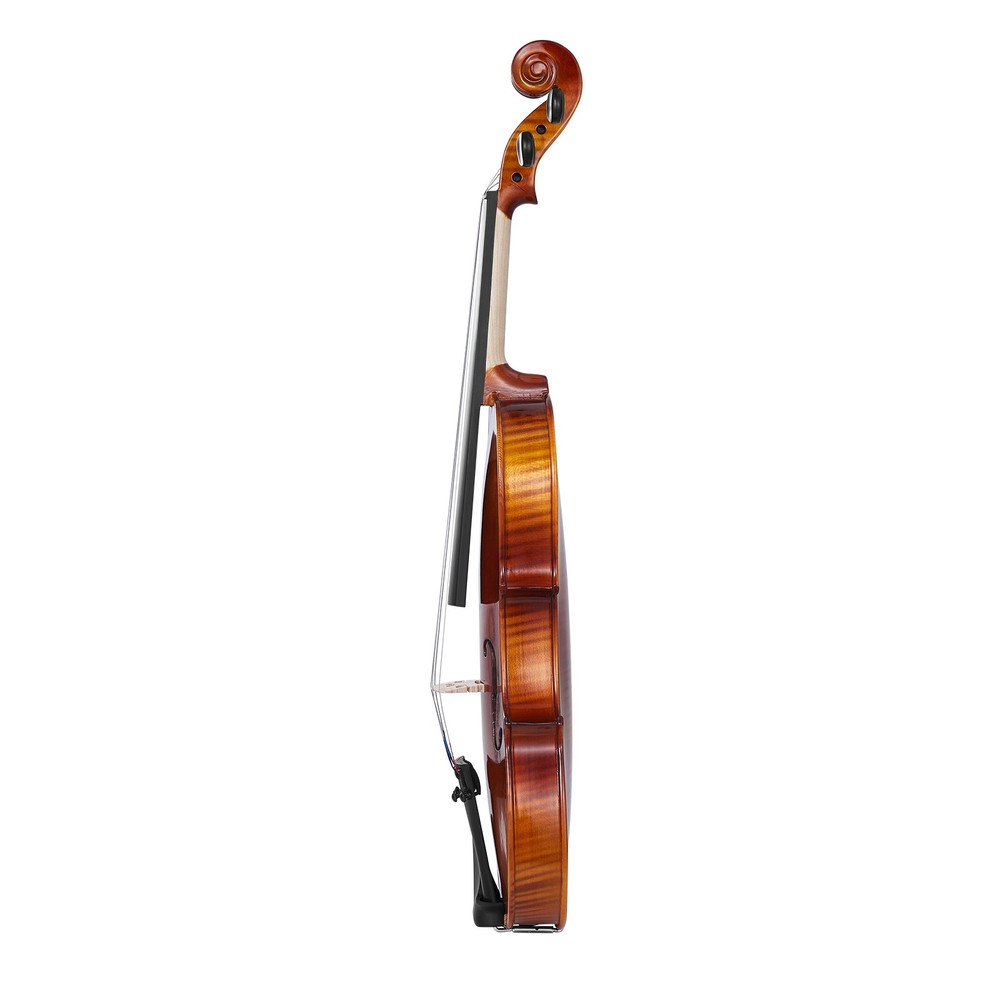 Violin 4/4 Size Fiddle Set Solidwood for Beginners Glossy Brown Patterned