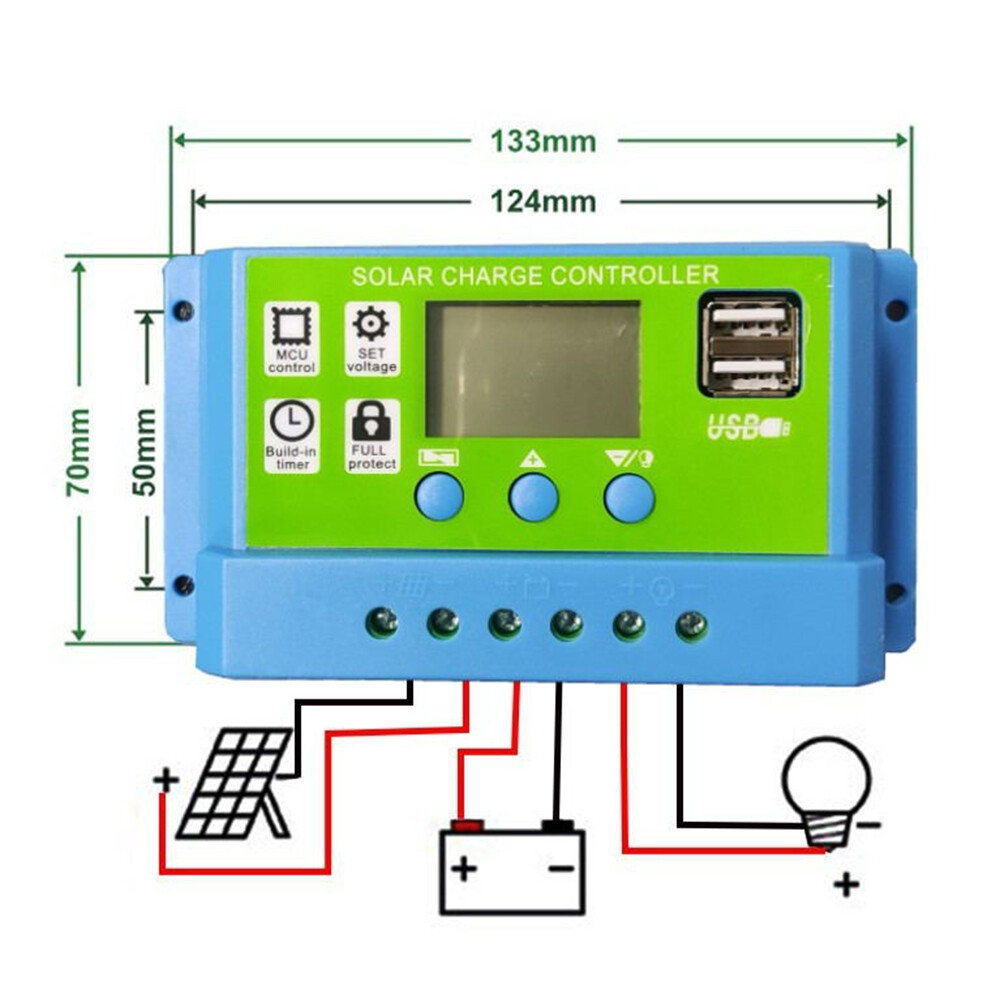 10A 30A LCD Photovoltaic Solar Charging Controller Universal Solar Controller