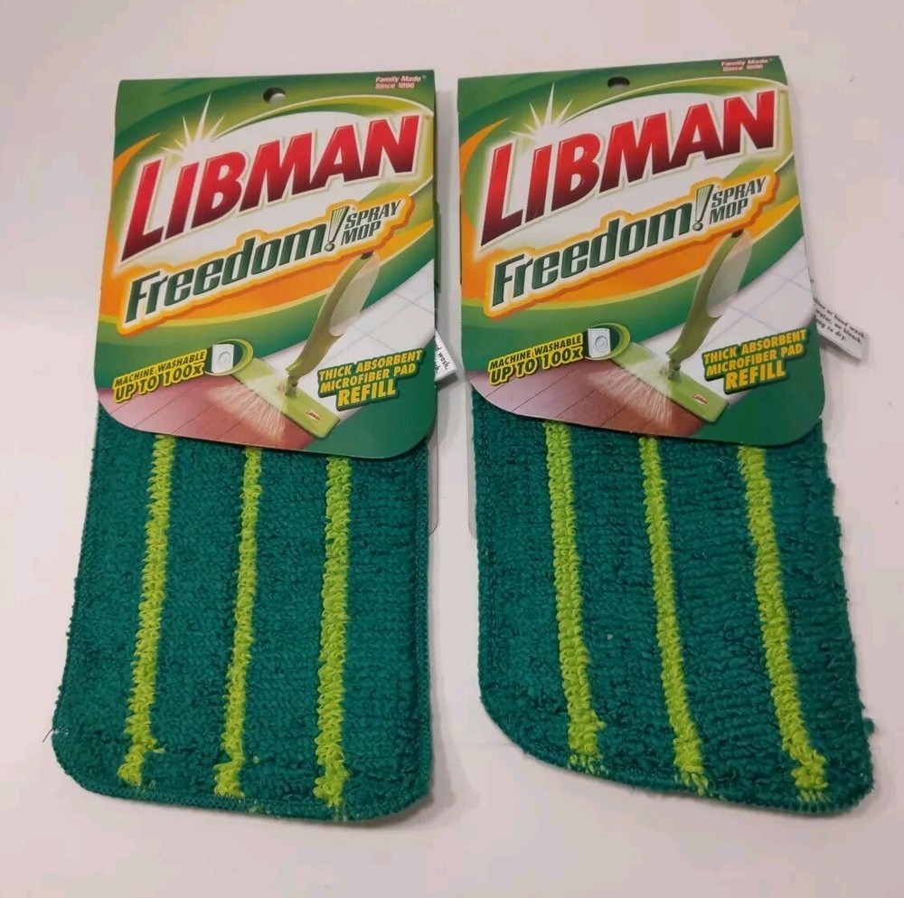 2 NEW Libman Freedom Spray Mop Refills  Microfiber Washable Pads # 4003