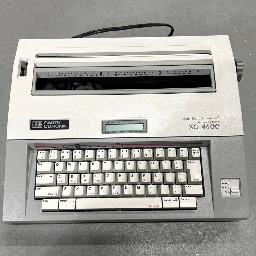 Smith Corona XD 4600 Electronic Memory Typewriter Spell-Right Dictionary Tested