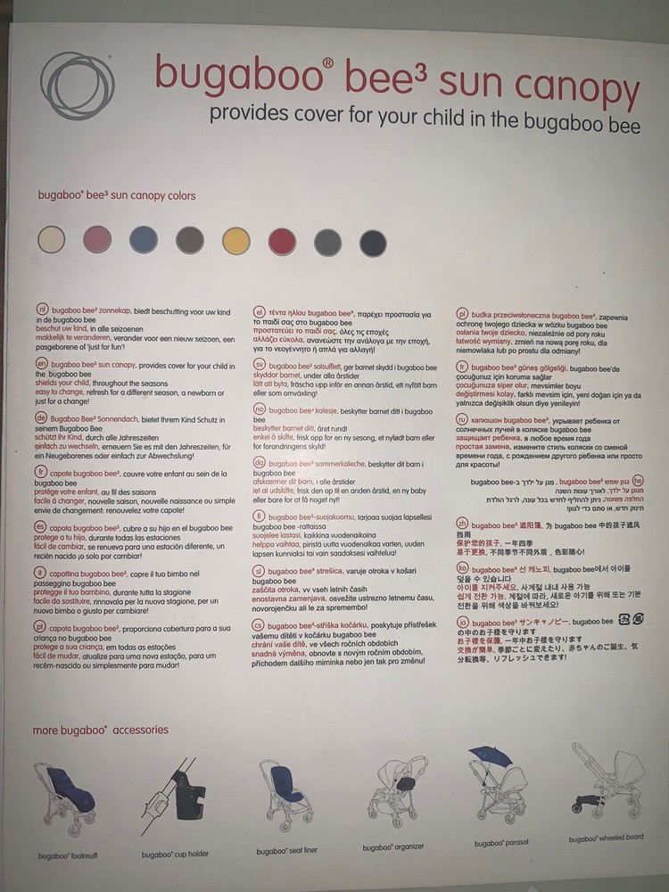 Bugaboo Bee sun canopy new In Box ROYAL BLUE