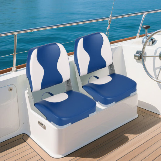 2-Pack Boat Seats with Thick Sponge Padding-Blue - Color: Blue