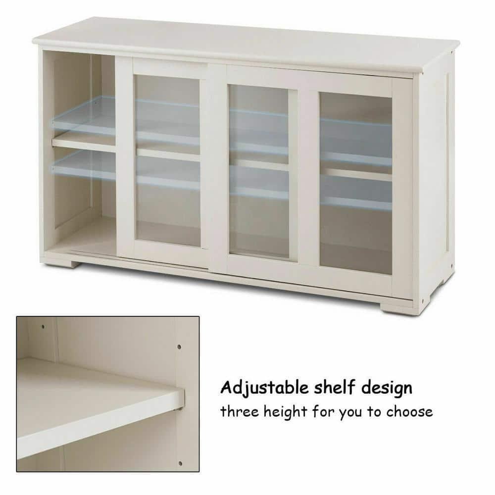 1-Piece White Storage Cabinet Sideboard Buffet Cupboard Upholstery Sectional
