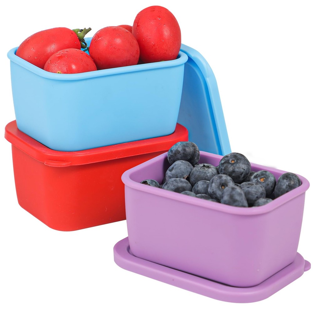 KOLUTI 3 Pack Silicone Small Snack Container, 6 OZ Stackable Puree Sauce...