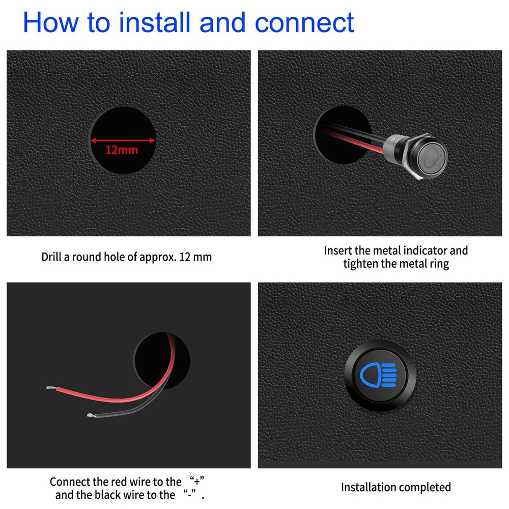 12V LED Indicator Small Light Waterproof, 1/2"(12mm) Panel Cutout 12V 24V