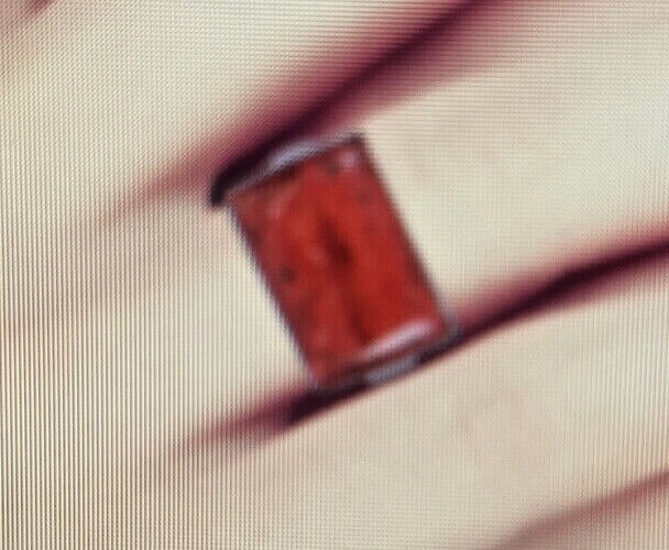 Natural Coral Rectangle Ring size 6 in Sterling Silver