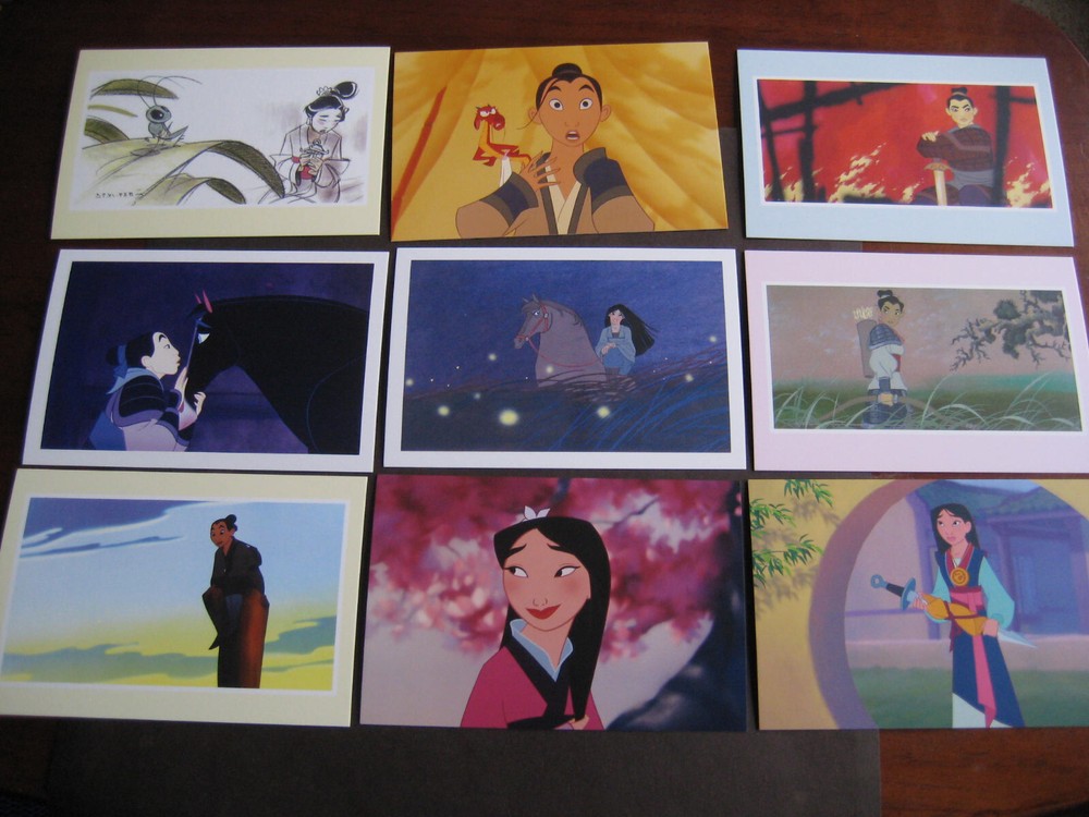9 UNUSED 2017 Disney Mulan Postcards