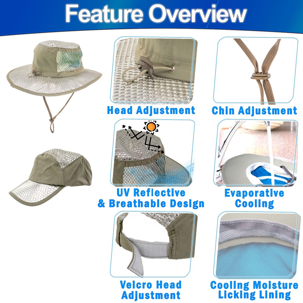 Cooling Sunscreen Hat Hydro Evaporative UV Protection SPF Reflective Sun Hat Cap