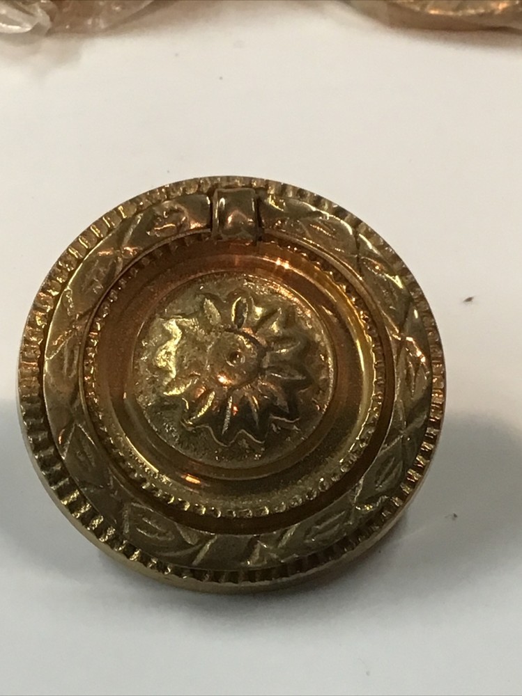 2.3/16” Round Solid Brass Regency Period Bail Handle with Round Backplate NOS