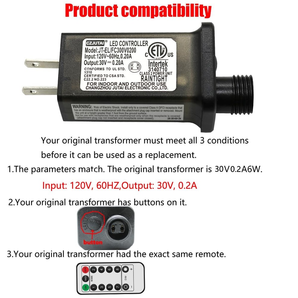 8 Mode Light LED Transformer 30V LED Controller Class 2 Power Supply, Low Vol...