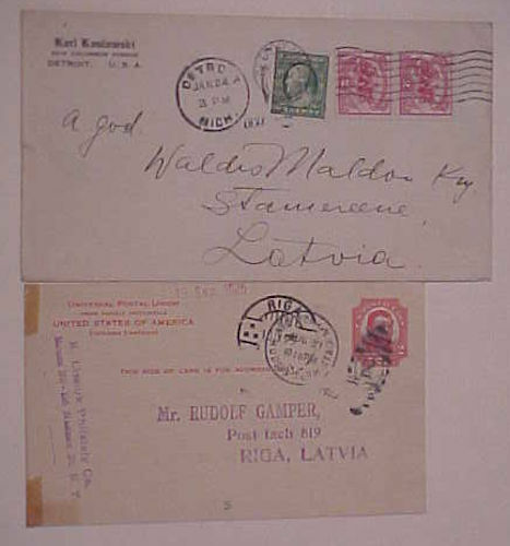LATVIA  B/S FROM USA 1925,1927
