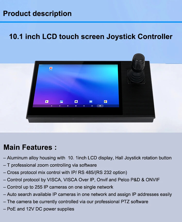 Smart Security System 10" Touch Screen Android Monitor System Joystick Control