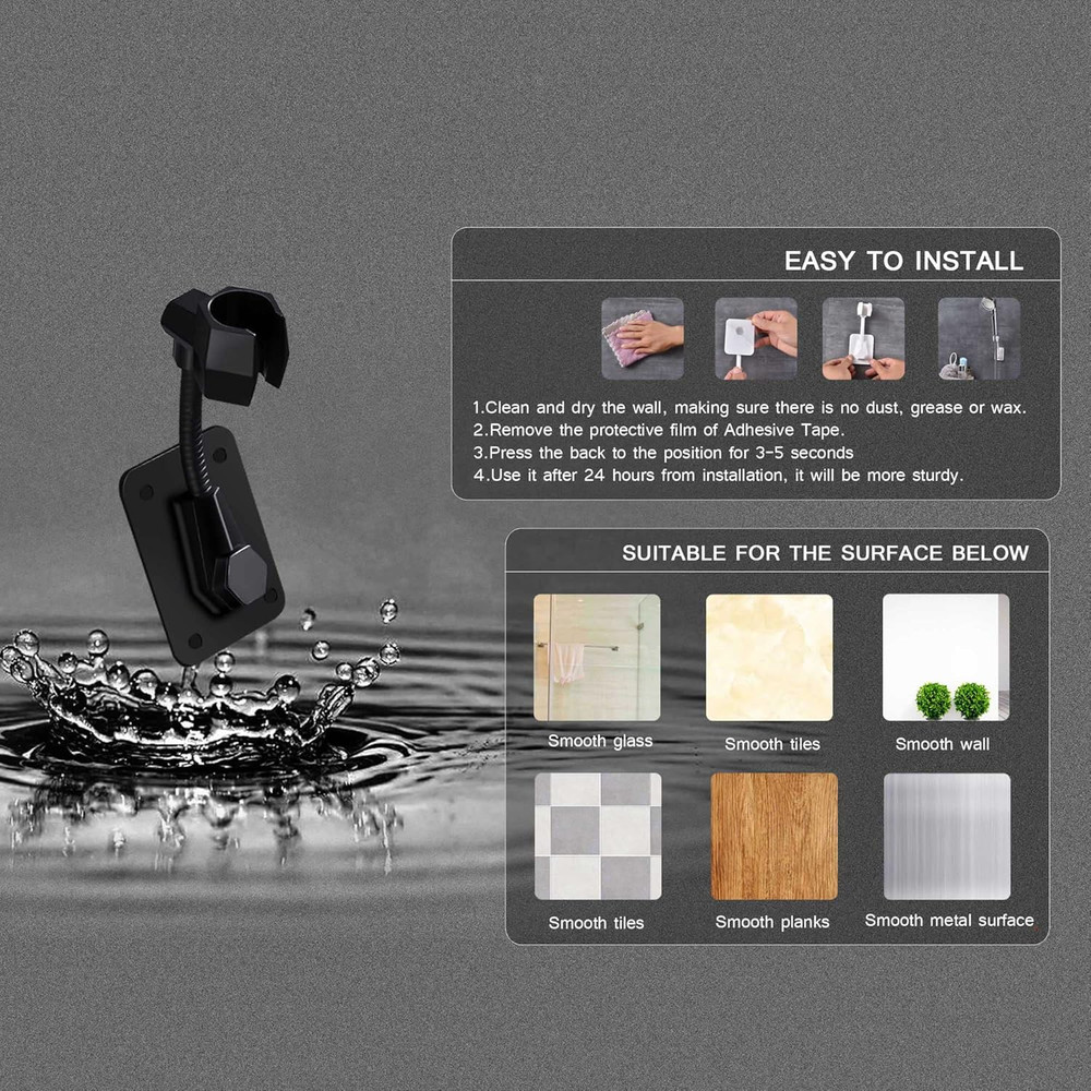 360 Degree Rotatable Adjustable Handheld Shower Wand Holder Wall Mount Bracket