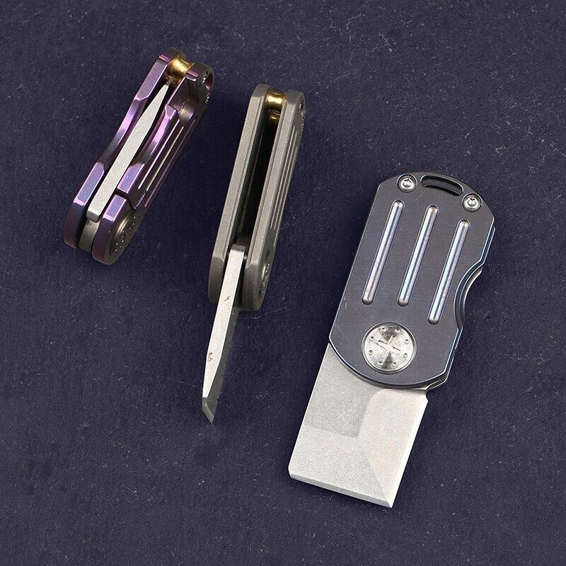 Mini Small Edc Office Pocket Folding D2 Steel Blade Knife Titanium Handle Tools