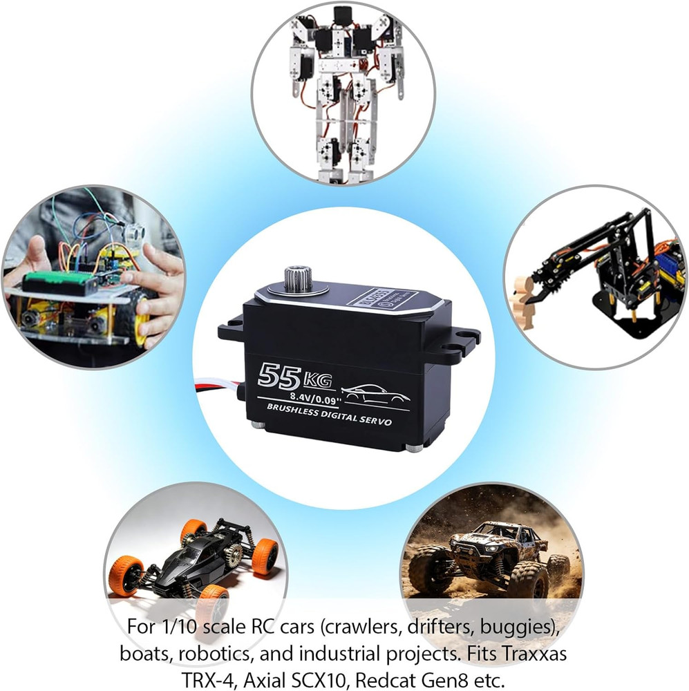 55kg Low-Profile Servo Programmable Brushless Digital Servo 0.09Sec High Speed