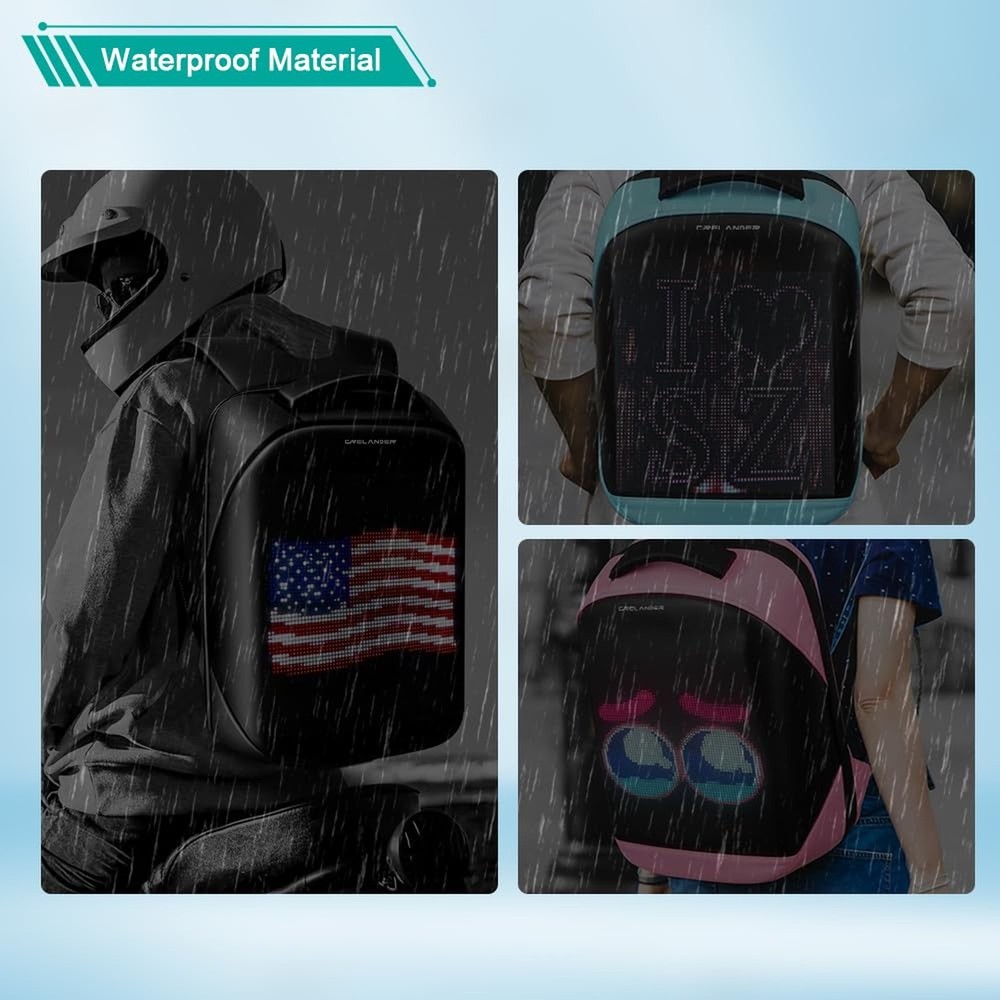 Crelander LED Backpack, 15 inch App Control Laptop Backpack with Programmable...