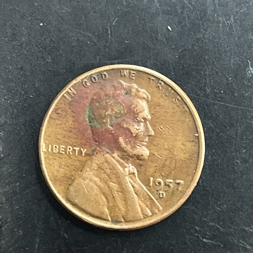 1957 d wheat penny Rim Error