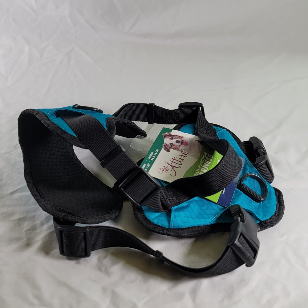 Pet Attire Multi-Function Harness - Teal/Blue - Size Large 26"-38"
