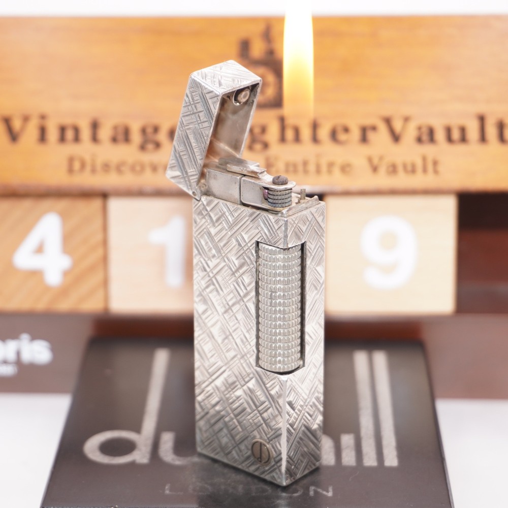 Dunhill Lighter Silver Florentine Pattern _Ultrasonically Cleaned_Working