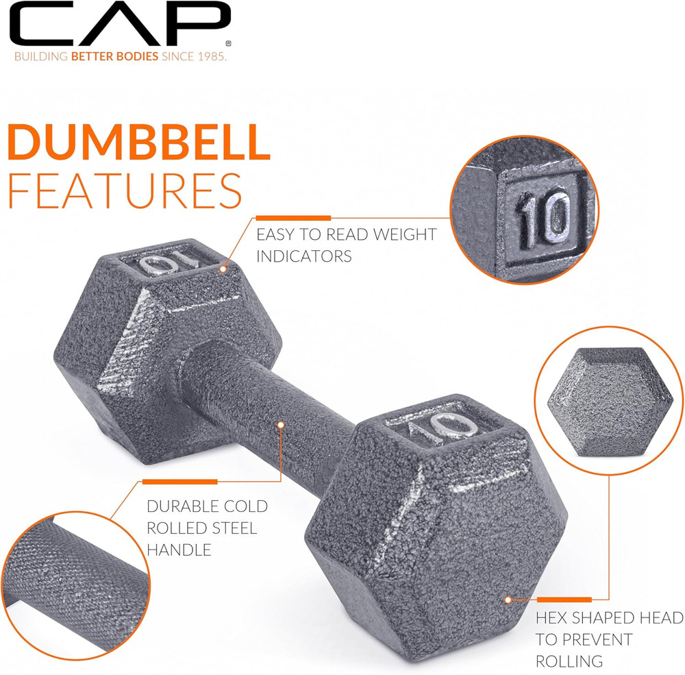 Barbell Cast Iron Hex Dumbbell | Multiple Options