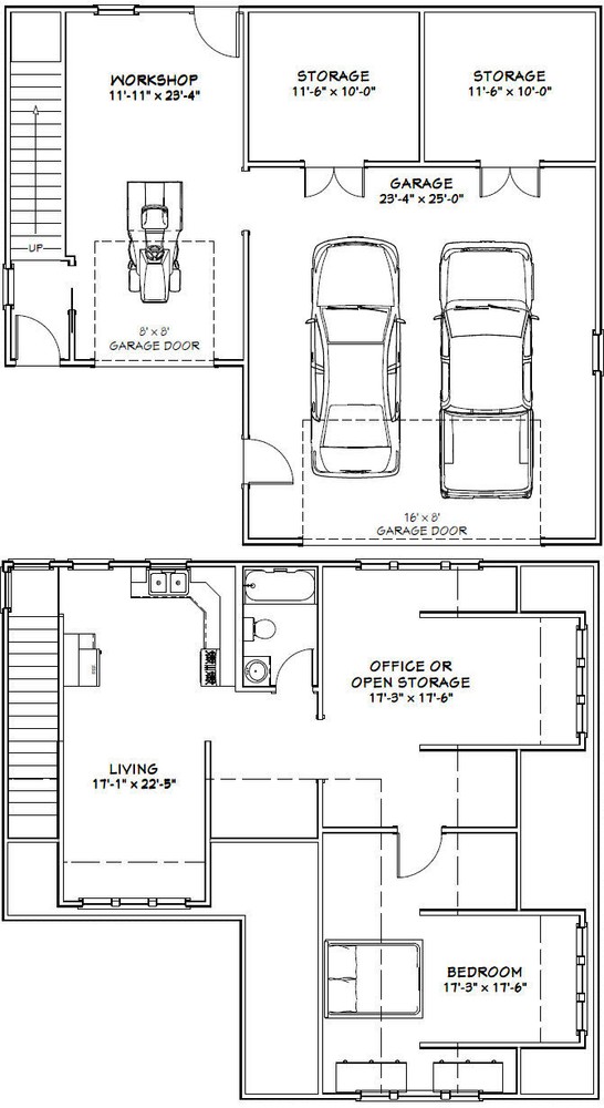 40x36 2-Car Garage -- 2,110 sqft -- PDF Floor Plan -- Model 10B