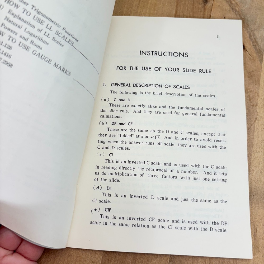 Vintage Compass Bamboo Slide Rules Instruction For General Calculation Manual