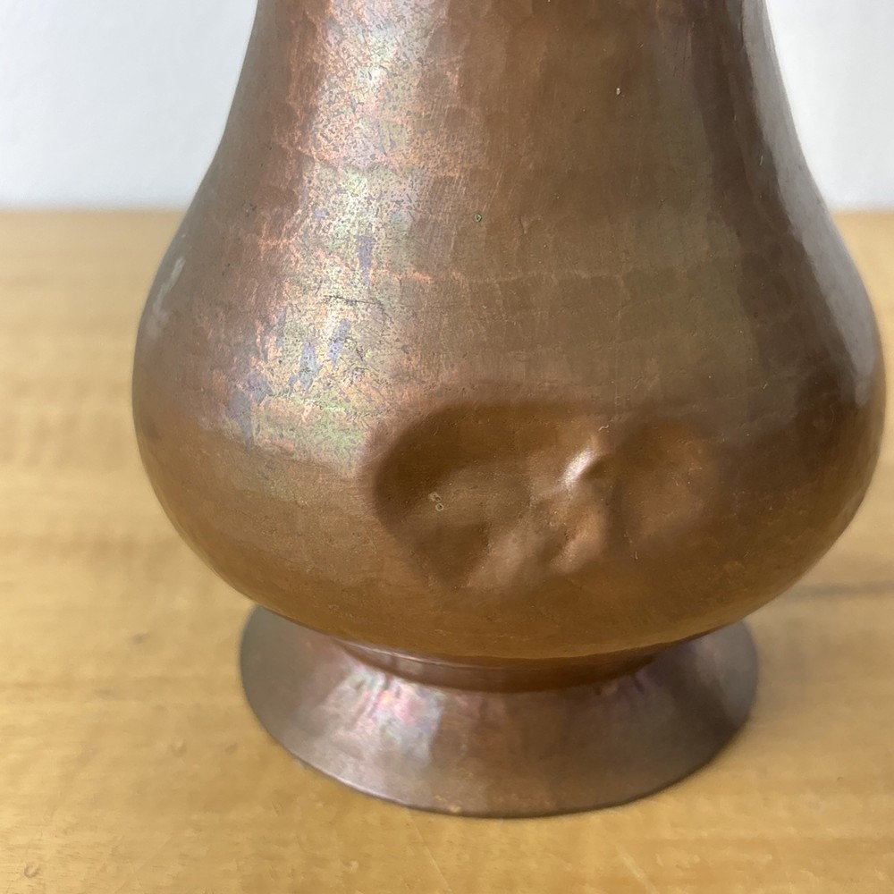 Vintage Brass Handcrafted Hammered Copper Drinking Pitcher Cottage Rustic