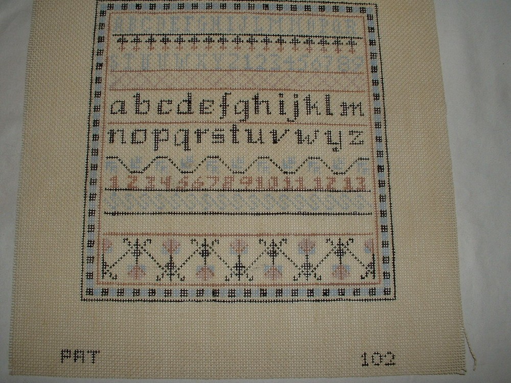 Handpainted Needlepoint Canvas PAT Sampler 102 18 Mesh
