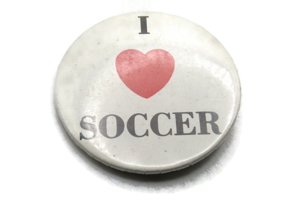 I Heart Soccer Button White Button