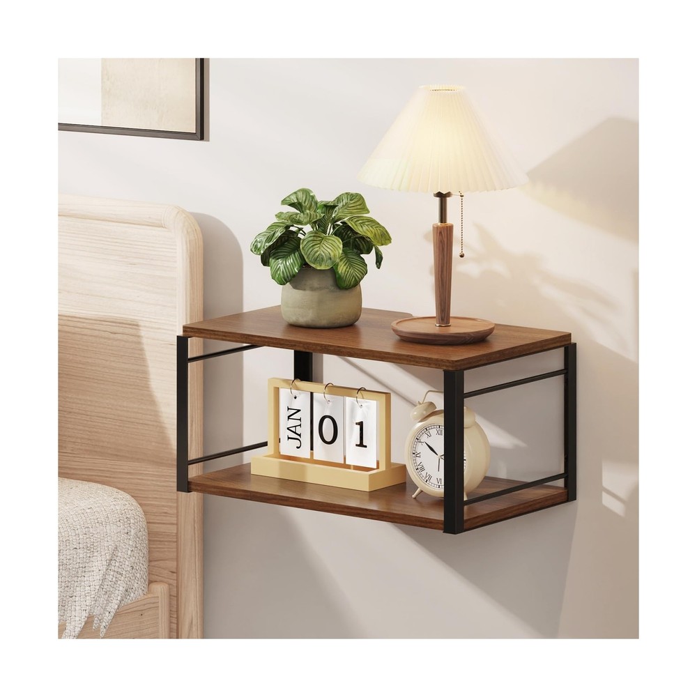 Floating Nightstand, Wood Bedside Shelf Wall Mounted Nightstand, Floating Bed...