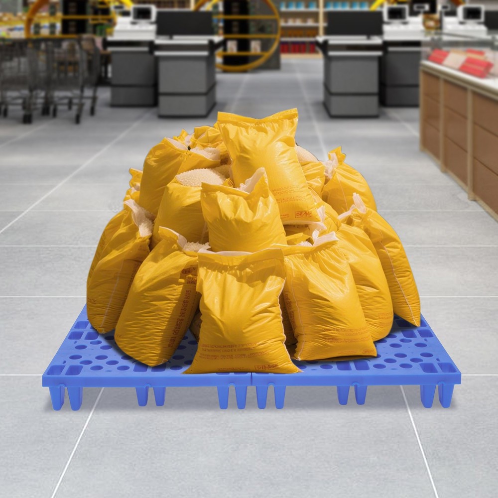 6-Pack Plastic Pallets 20x12x4in, 330lb Capacity Moisture Proof Stackable Pads~~