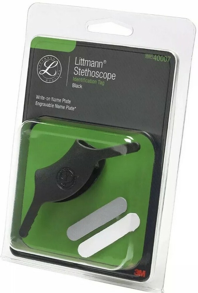 3M Littmann Stethoscope Identification Tag Black Engravable/Write-on Name Plate