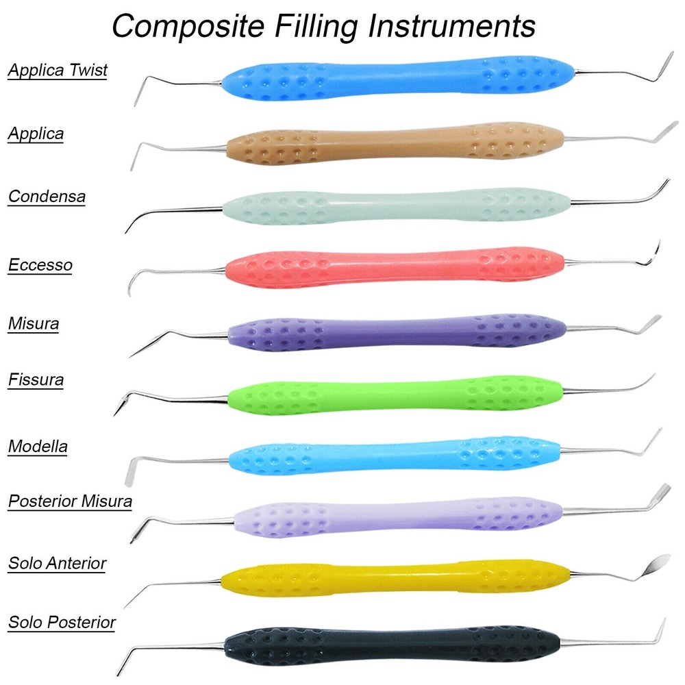 Dental Composite Filling tools, Restorative Instruments with Silicon Handles