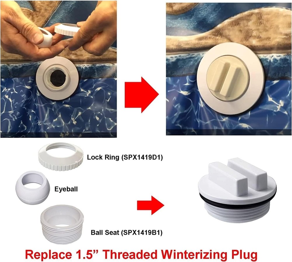 Durable 1.5" Threaded Pool Winterizing Plug & Filter Drain Plugs - 2 Pack