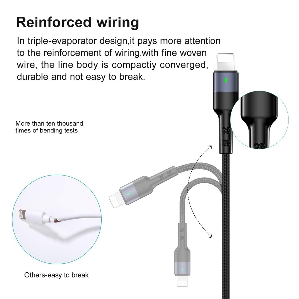 USAMS Multi Charging Cable 2Pack 4FT 4 in 1 Nylon Braided 4ft, Multicolored