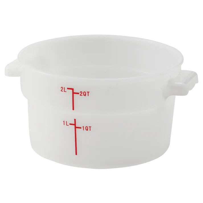 Round Food Storage Container Versatile Freezer Safe Polypropylene White 2 Quart