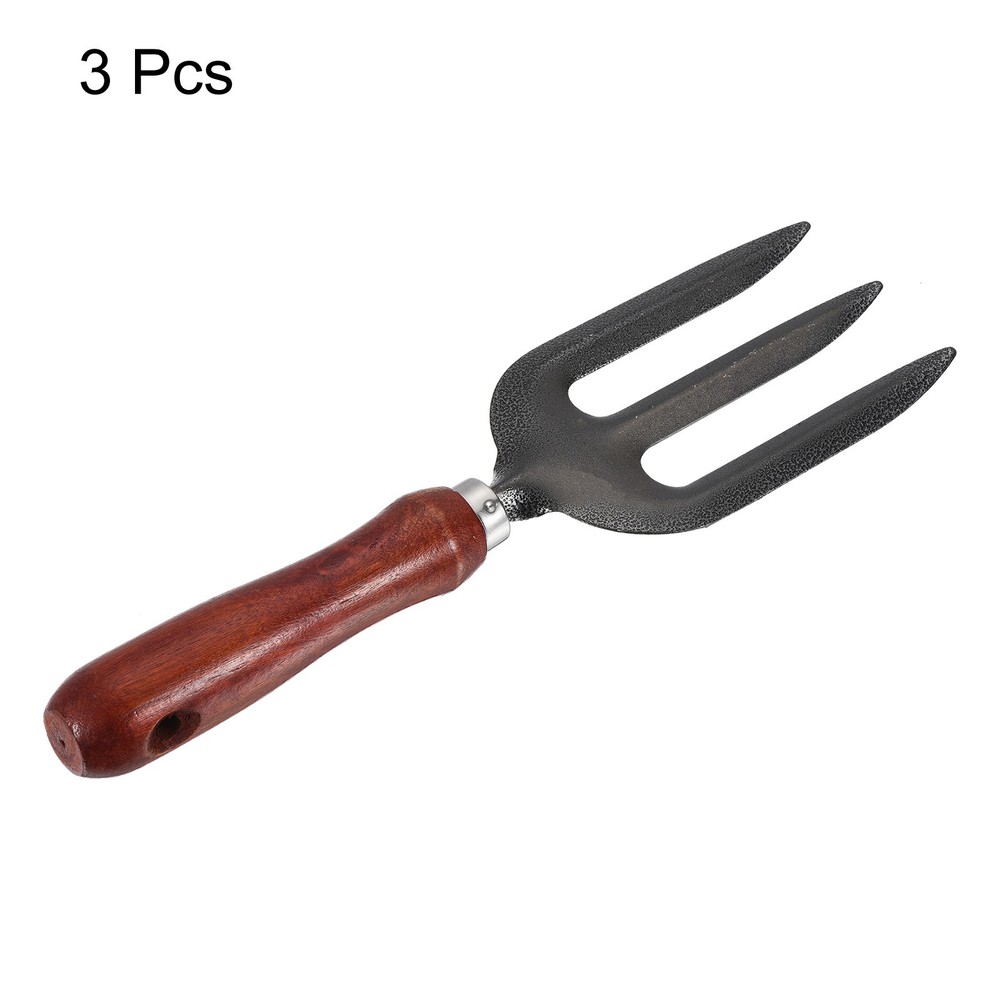 10.6" 3 Tines Hand Gardening Fork, 3Pcs Thickened Digging Pitch Fork, Grey