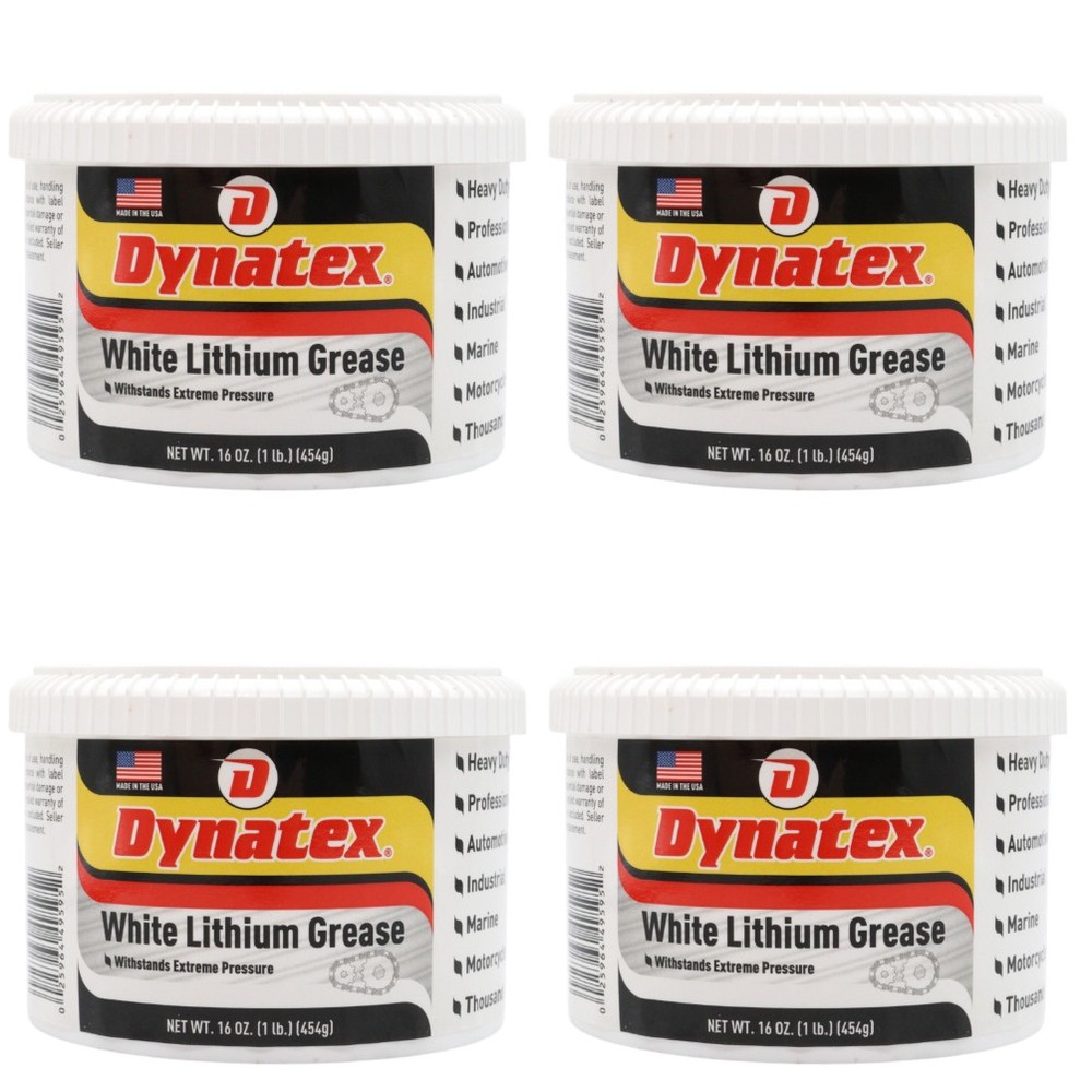 Dynatex White Lithium Grease 16 oz Tub Multi-Purpose (4-Pack)
